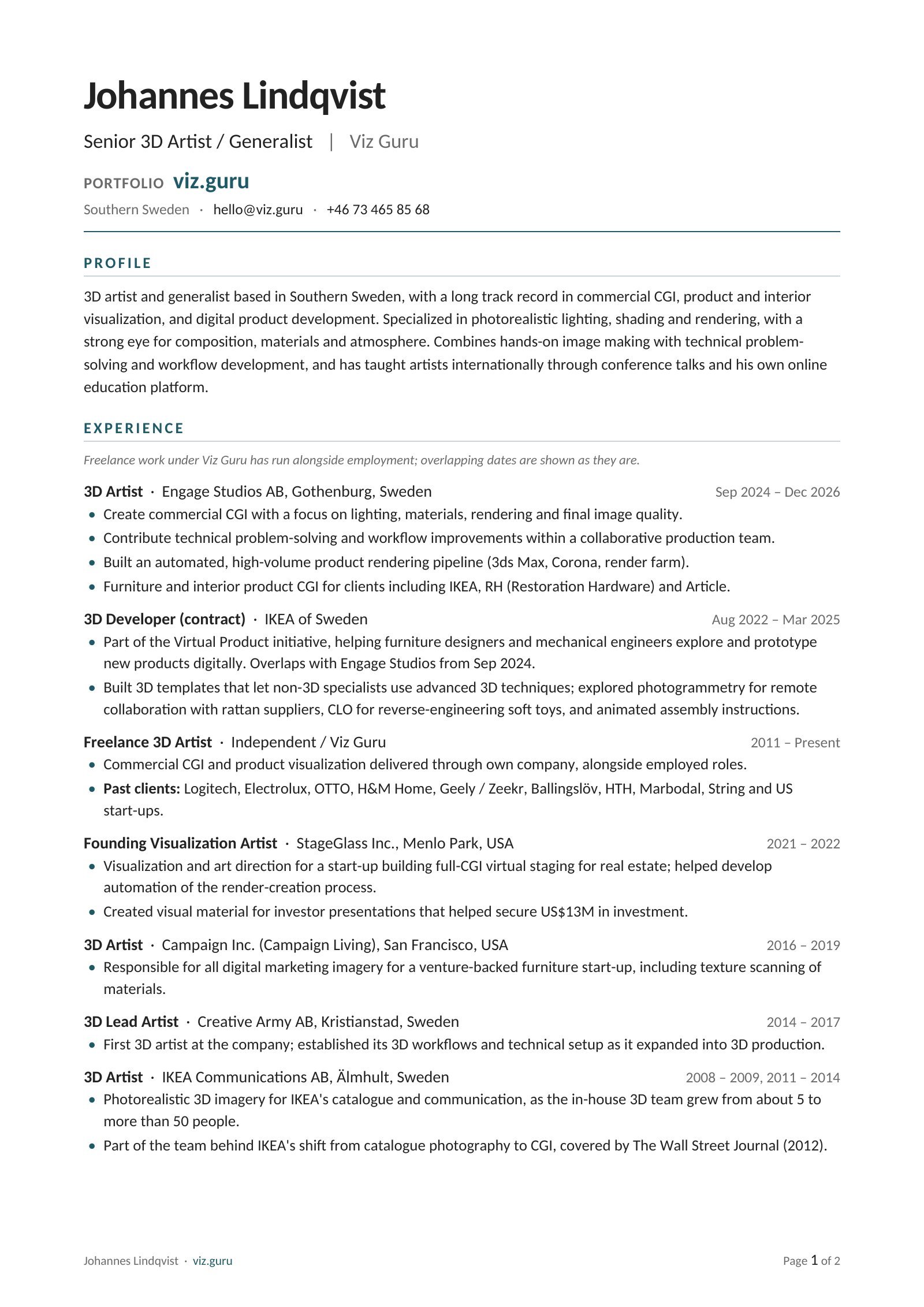CV, page 1 of 2