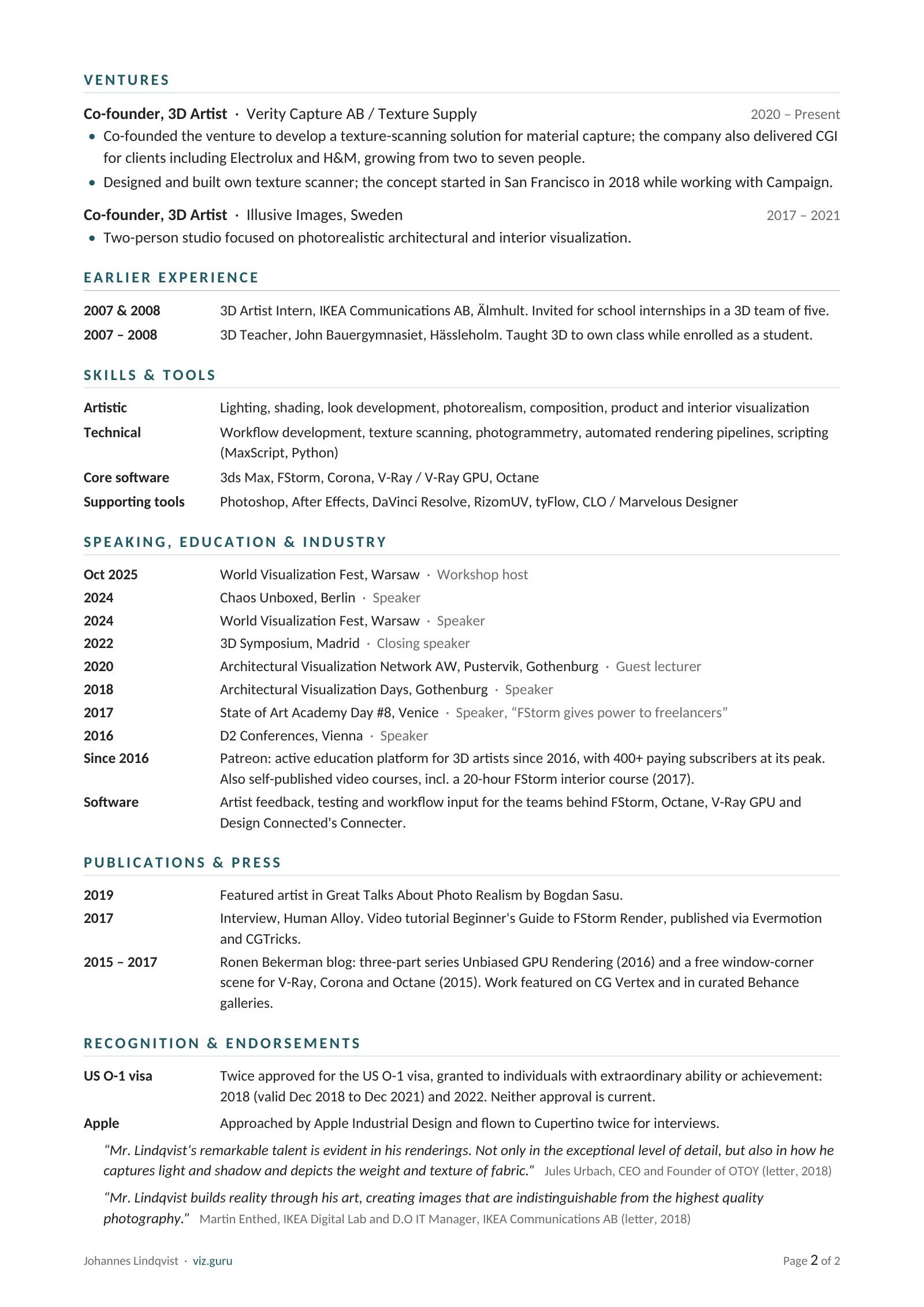 CV, page 2 of 2
